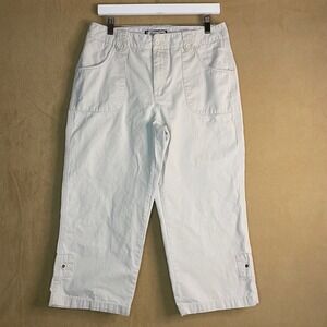 Jamaica Bay Women's Capri Pants Size 10 Beige Cotton Blend Utility Style *FLAW